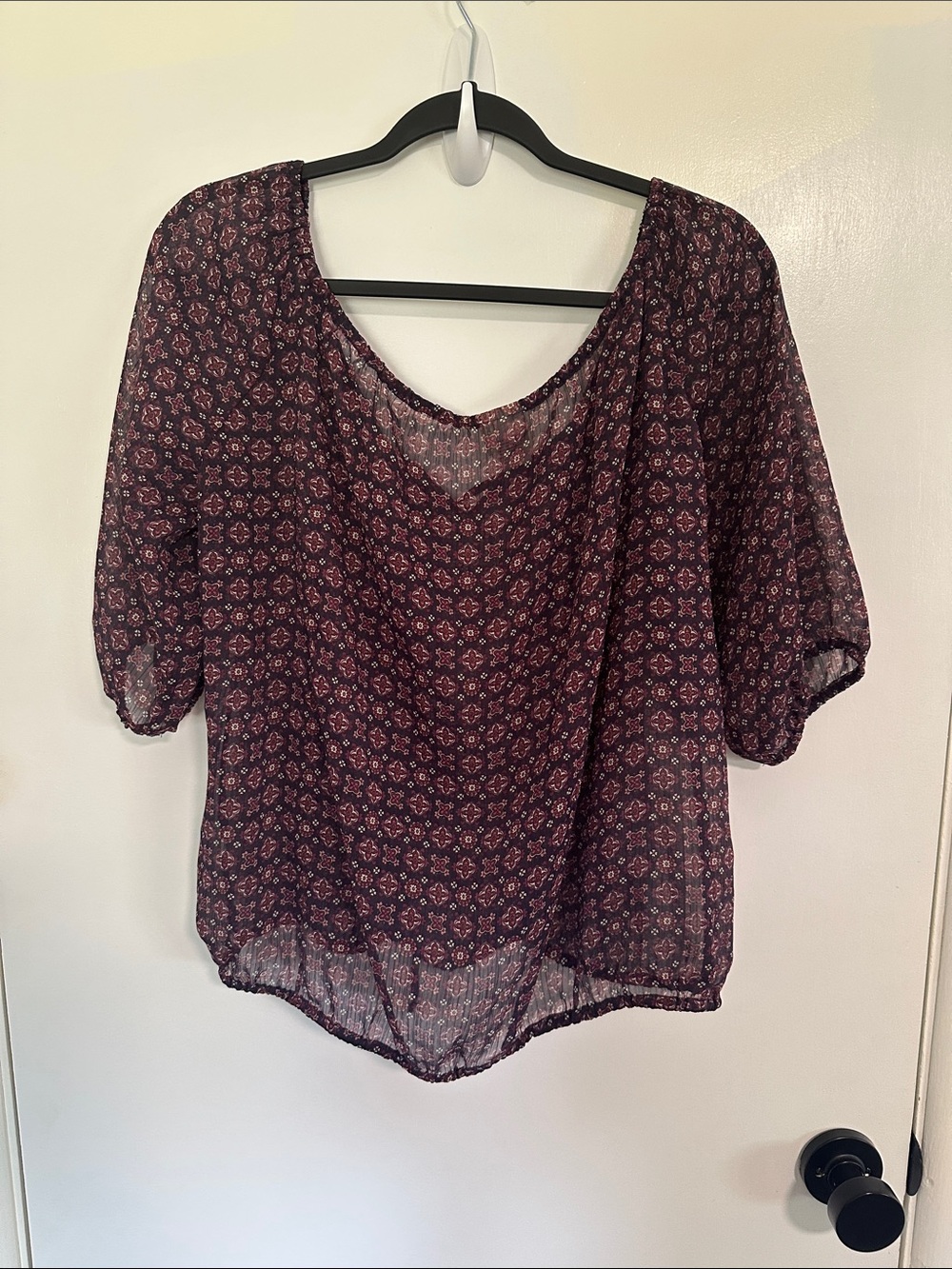 Mossimo Supply Co. Plum Floral Peasant Blouse - Picture 5 of 5